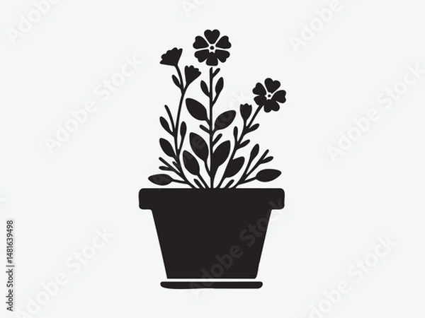 Fototapeta Flower Vase Silhouette Vector with Elegant Floral Arrangement for Home Decor, Botanical, and Interior Design Illustrations