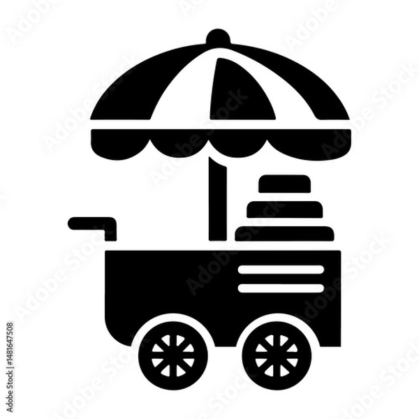 Fototapeta "Stylized Pictogram Vector Of A Classic Ice Cream Cart Icon, Evoking Nostalgic Summer Vibes In A Clean And Simple Design."