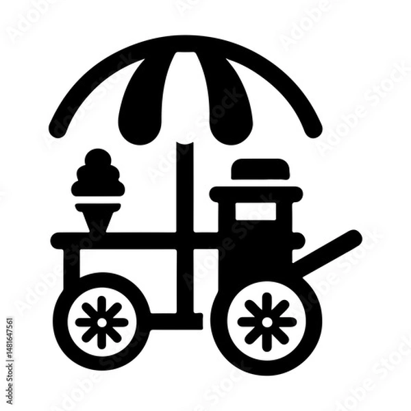 Fototapeta "Minimalist Vector Icon Of An Ice Cream Cart, Designed As A Pictogram To Capture The Joy Of Street Desserts In A Sleek, Modern Style."


