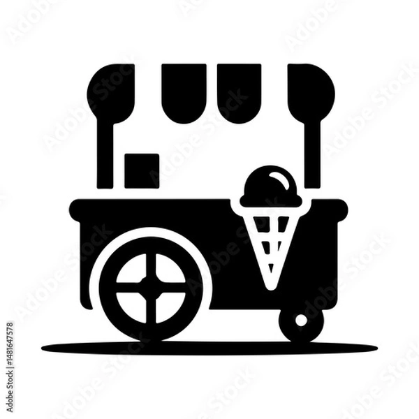 Fototapeta "A Clean And Simple Pictogram Icon Vector Of An Ice Cream Cart, Perfect For Summer-Themed Graphics And Sweet Treat Illustrations."