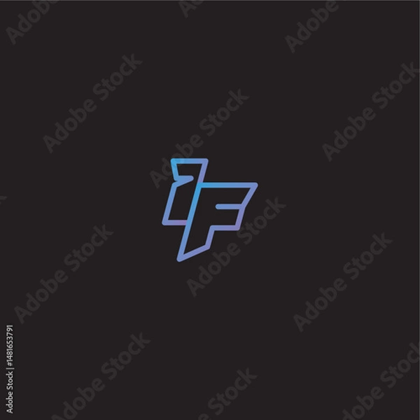 Obraz dinamyc line gaming concept monogram logo design letter amazing esport style IF