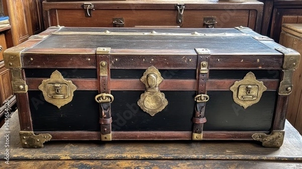 Fototapeta Antique Trunk: A Vintage Treasure Chest