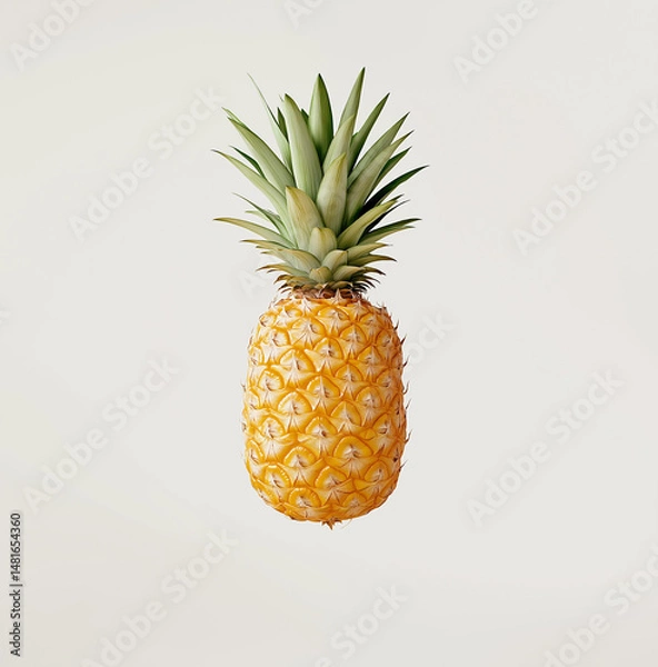 Fototapeta Whole fresh pineapple floating on white background