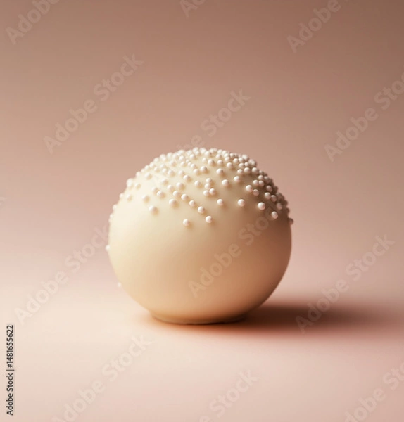 Fototapeta White chocolate truffle with sprinkles on white background