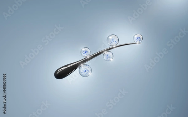 Fototapeta High-detail 3D illustration of follicle stimulation using modern biotech, ideal for hair thickening, alopecia solutions, and premium skincare visuals.