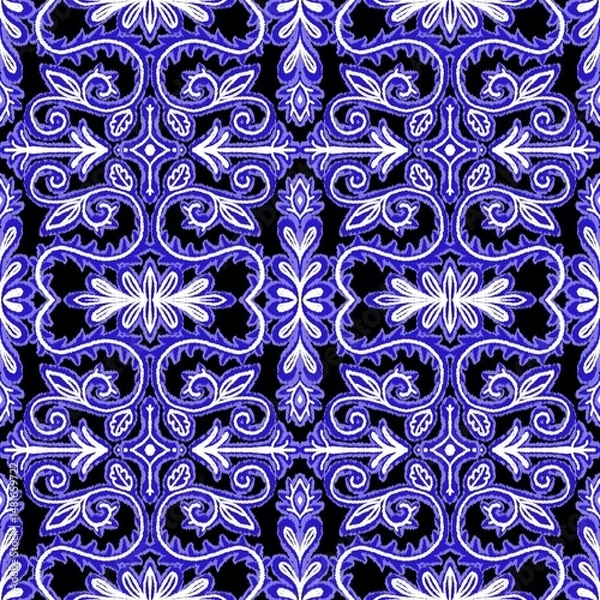 Fototapeta Native Tribal Textile Ethnic Ikat Boho Pattern Design for Background Carpet Wallpaper Clothing Wrapping Batik Fabric Kebaya and Ceramic  