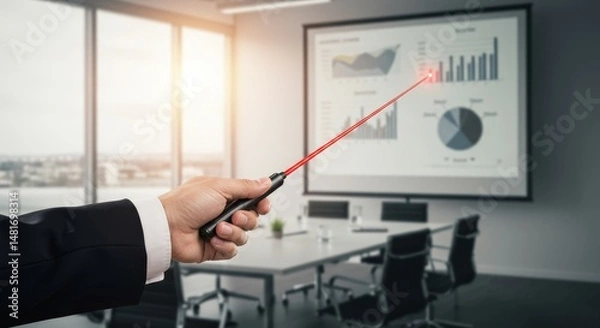 Fototapeta Businessman Using Laser Pointer During Presentation Illustration