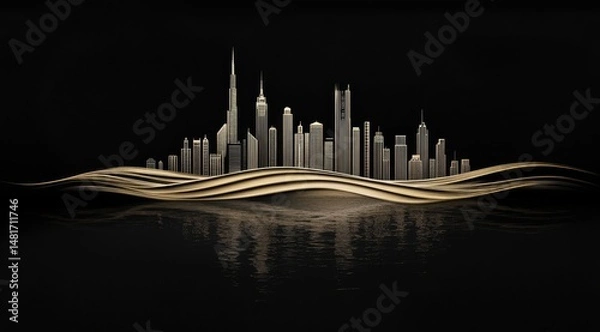 Obraz Cityscape on a Golden Horizon