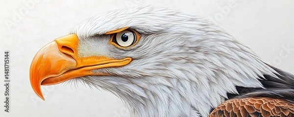 Obraz Bald eagle profile, white background