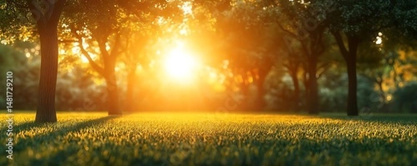 Obraz Sunset park trees grass idyllic