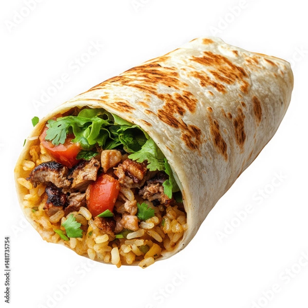 Obraz burrito filled with rice and lettuce  