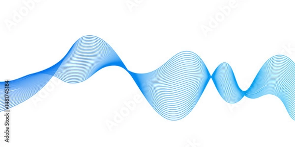 Obraz Smooth flowing dynamic blue wave lines isolated on white background,abstract background with business lines.Abstract wave line for banner, wallpaper background with wave,