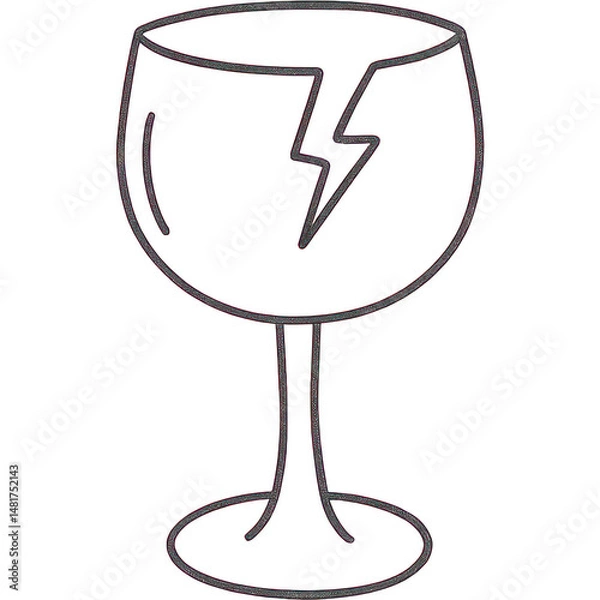 Fototapeta A broken glass with a warning symbol, highlighting the importance of safety during celebrations.