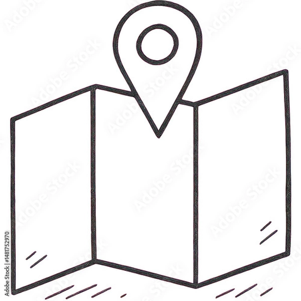 Fototapeta A map with a location pin, symbolizing travel and exploration during holidays.