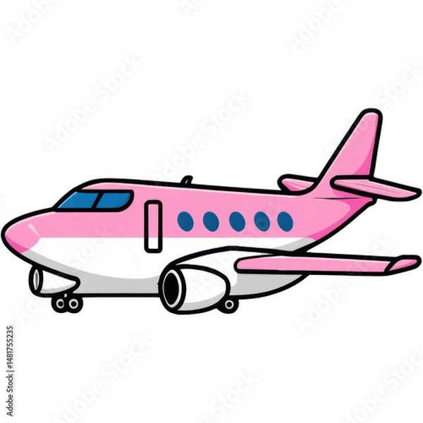 Fototapeta A vibrant pink airplane soaring through the sky, symbolizing travel and adventure.