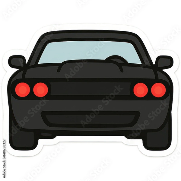Fototapeta A sleek black sports car illustration, showcasing its rear view, perfect for car enthusiasts.
