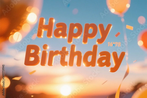 Obraz HD Playful Happy Birthday Lens Flare Bokeh Sunset Tones Celebration