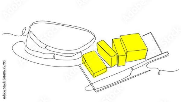 Fototapeta One Line, One Spread: Butter in Vector