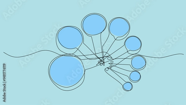 Fototapeta Measuring Minimalism: Elegant One-Line Spoons Illustration
