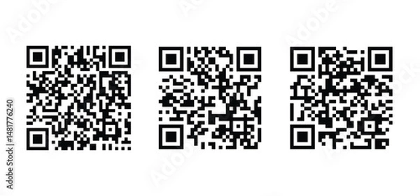 Fototapeta Set of different QR code icon. QR code for salesman. payment scanner. abstract barcode. qr code link. vector illustration