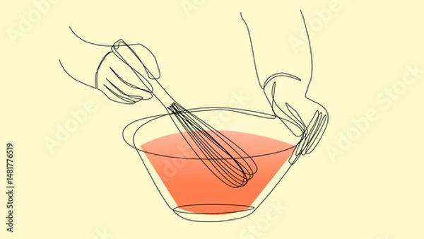 Fototapeta Mixing Flow: Elegant One-Line Vector Bowl Design