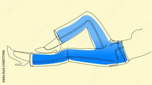 Fototapeta One Line Denim: Minimalist Vector Art of Jeans