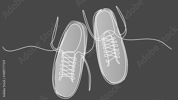Fototapeta Linear Stride: Sleek One-Line Vector Sneakers Design
