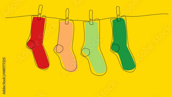 Fototapeta One Line Socks: Cozy Minimalism in Vector Art