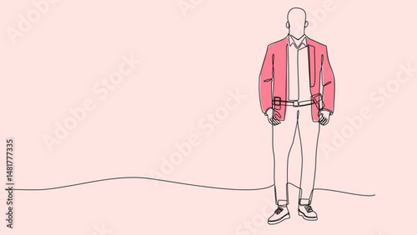 Fototapeta One Line Jacket: Stylish Warmth in Minimal Vector Form