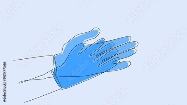 Fototapeta Linear Grip: Stylish Rubber Gloves in One-Line Vector Art