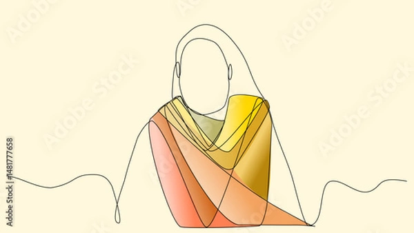 Fototapeta Linear Warmth: Minimalist Vector Art of a Scarf