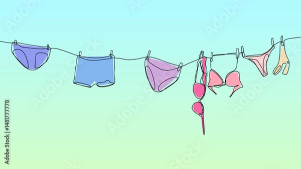 Fototapeta One Line Undies: Minimalist Comfort in Vector Form