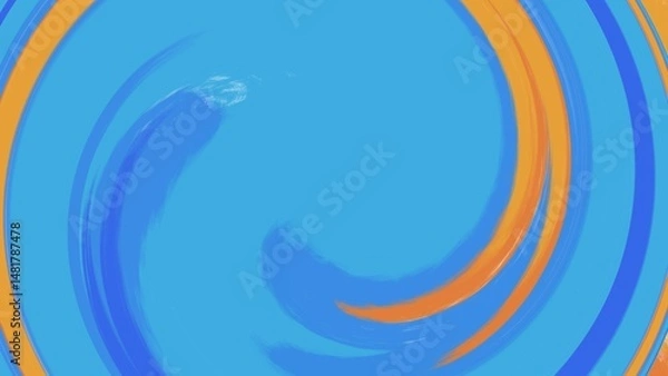 Fototapeta Blue Orange Abstract Swirl Background with Paint Strokes