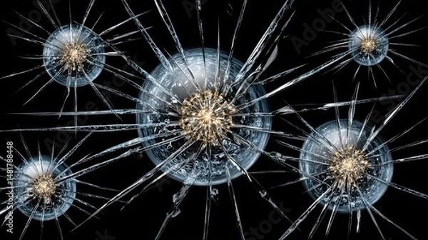 Fototapeta Stunning Close-Up Image of Glowing Celestial Spheres with Sharp Crystal-Like Structures on a Dark Background