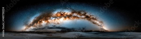 Fototapeta Breathtaking Night Sky View with Starry Galaxy and Snowy Landscape in Stunning Gigapixel Clarity for Astronomical and Nature Photography Enthusiasts