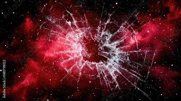 Fototapeta Cosmic Fragmentation: A Stunning Depiction of Space with a Shattered Effect Showcasing Vibrant Colors and Dynamic Patterns