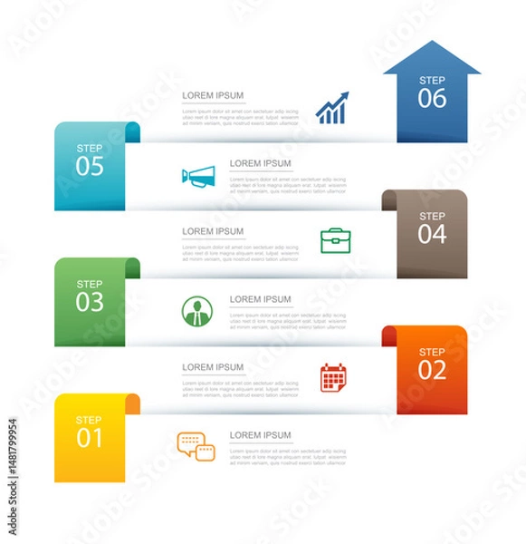 Obraz 6 data infographics tab index layout template. Illustration business abstract background.