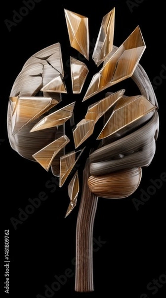 Obraz Abstract Sculpture of Shattered Tree Design Symbolizing Growth and Transformation in Creative Artistry with Modern Aesthetic