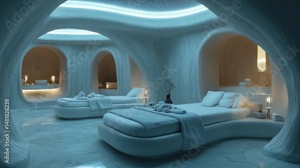 Fototapeta Modern spa retreat interior design, elegant and serene.