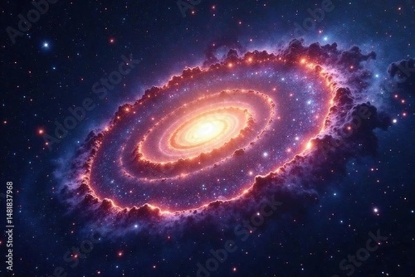 Fototapeta Stunning panoramic view of a swirling spiral galaxy, countless stars illuminating the vast expanse of space , pulsar, deep space