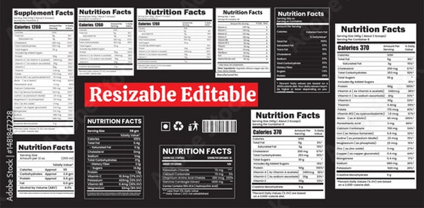 Obraz nutrition facts,supplement facts label,vitamin facts ,nutrition fact template canada supplements