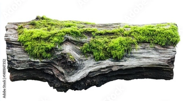 Fototapeta Aged log covered in vibrant moss
