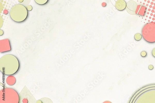 Fototapeta Minimalist abstract background with circles and geometric shapes in soft pastel tones, ideal for backgrounds, banners or creative projects.