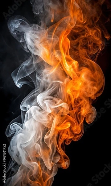 Obraz Orange and White Smoke Pattern on Black Gradient wallpaper background
