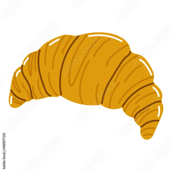 Fototapeta Golden croissant resting on a table, showcasing flaky layers and a tasty appeal