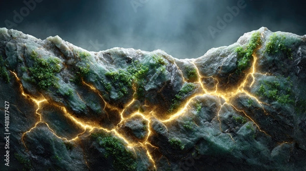 Obraz Abstract green background with seamless motion and glowing fractal patterns evokes digital energy