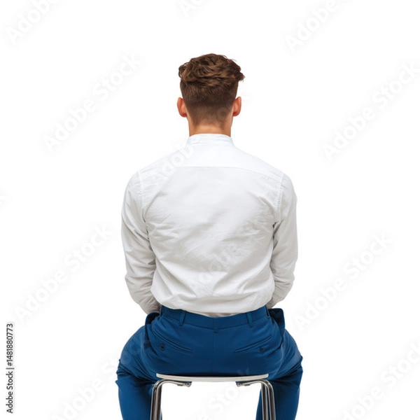 Fototapeta Man Sitting Back in a Formal Outfit , isolated on white background png