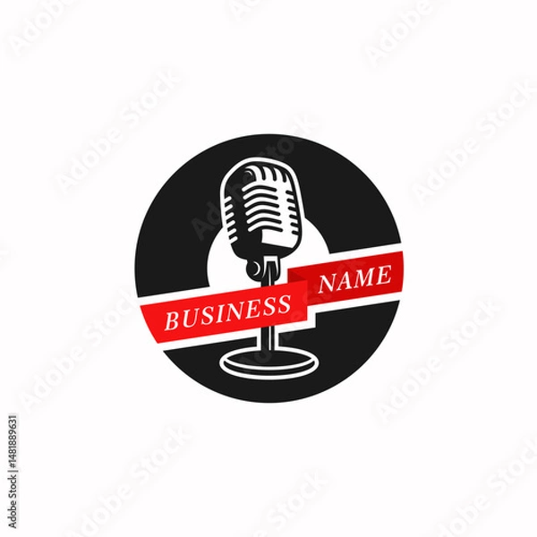 Obraz logo design combine microphone and disc