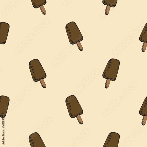 Obraz Popsicle ice cream. Sweets. Vector seamless pattern. Endless background for wrapping paper, print, textile