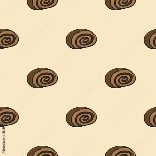 Obraz Roll with poppy seeds. Bakery. Vector seamless pattern. Endless background for wrapping paper, print, textile